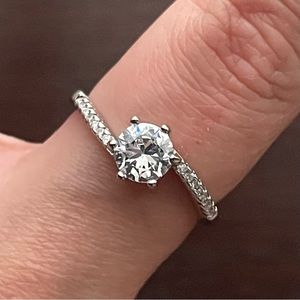 Twisted Silver Crystal Ring